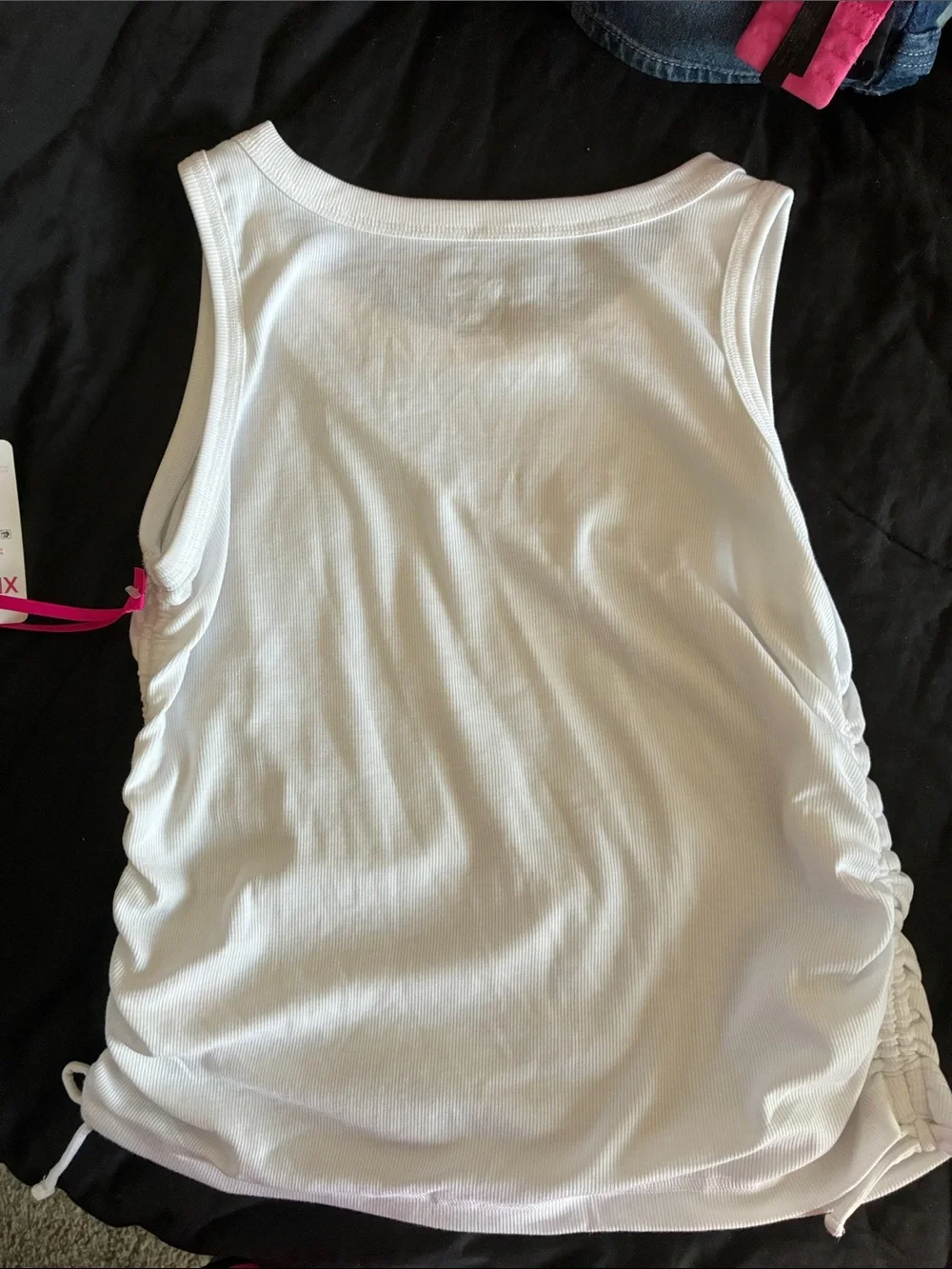 Justice White Tank Top with Black Logo